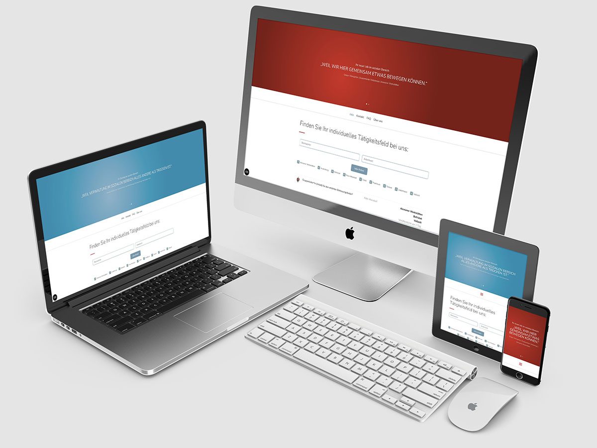 Recruiting Website Bildschirme mit dem Startbild der Recruiting-Website
